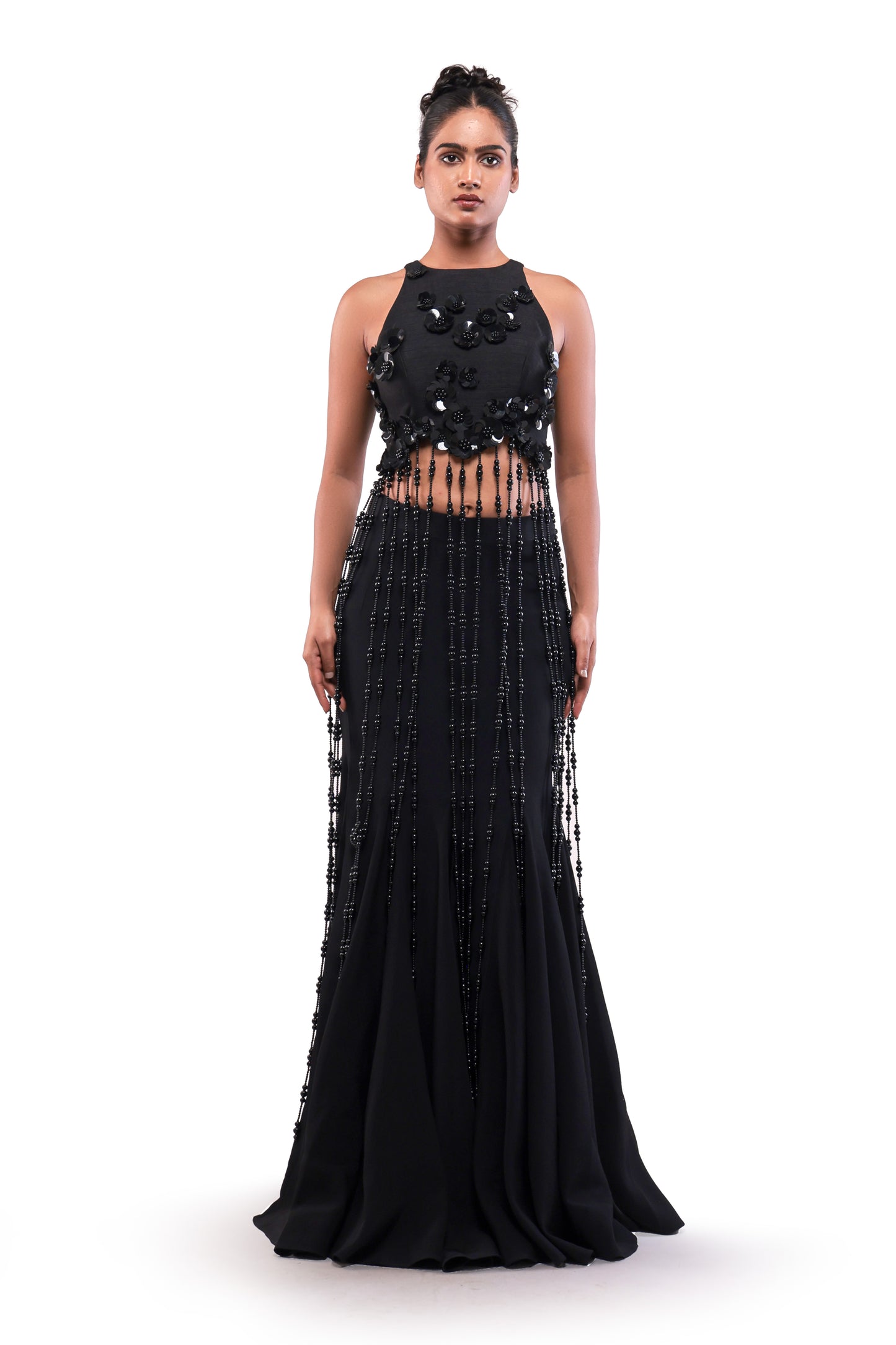 BLACK SILENT DOWNPOUR SKIRT SET