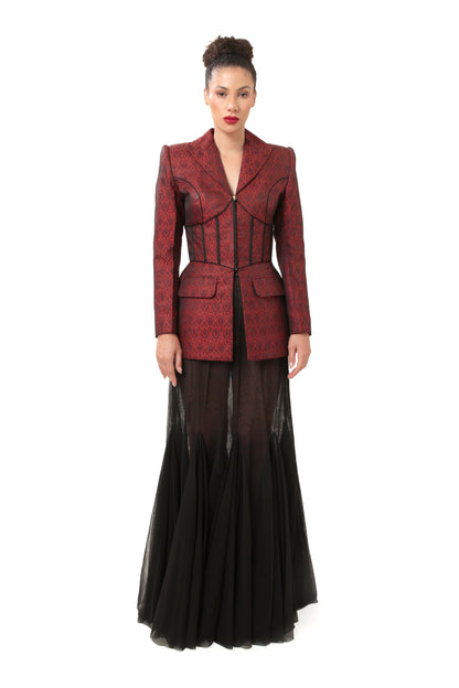 RED AND BLACK ZENITH BLAZER SET