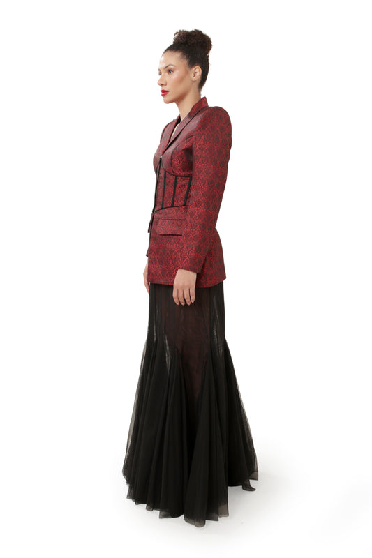 RED AND BLACK ZENITH BLAZER SET