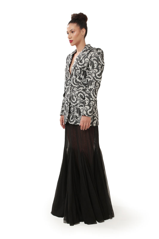 BLACK AND WHITE SOVEREIGN BLAZER SET