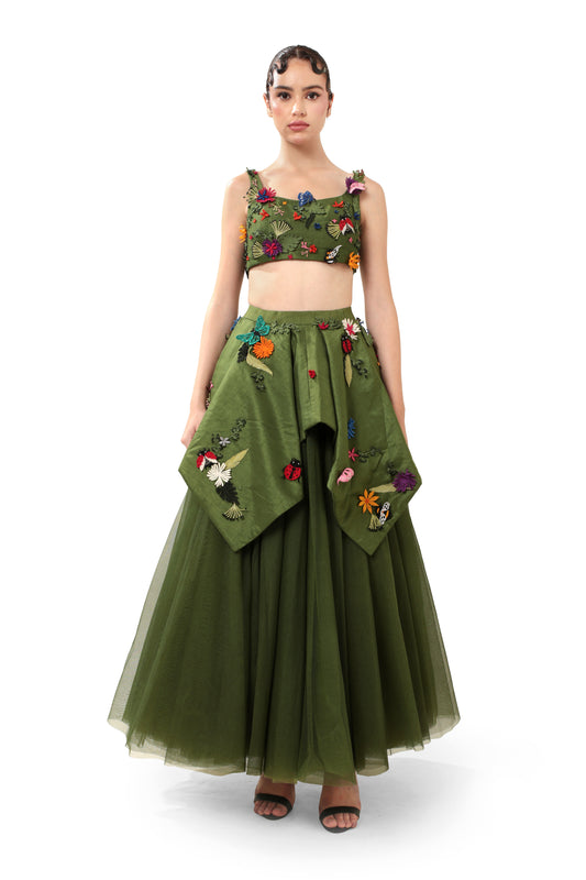 GREEN SECLUDE BLOUSE TOP