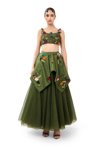 GREEN SECLUDE LEHENGA SET