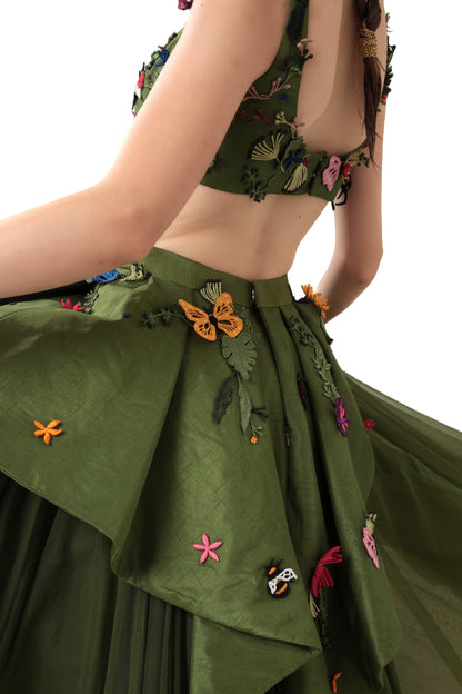 GREEN SECLUDE LEHENGA SET