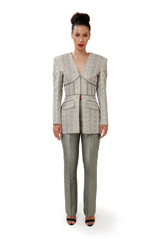 GREY VANGUARD BLAZER SET
