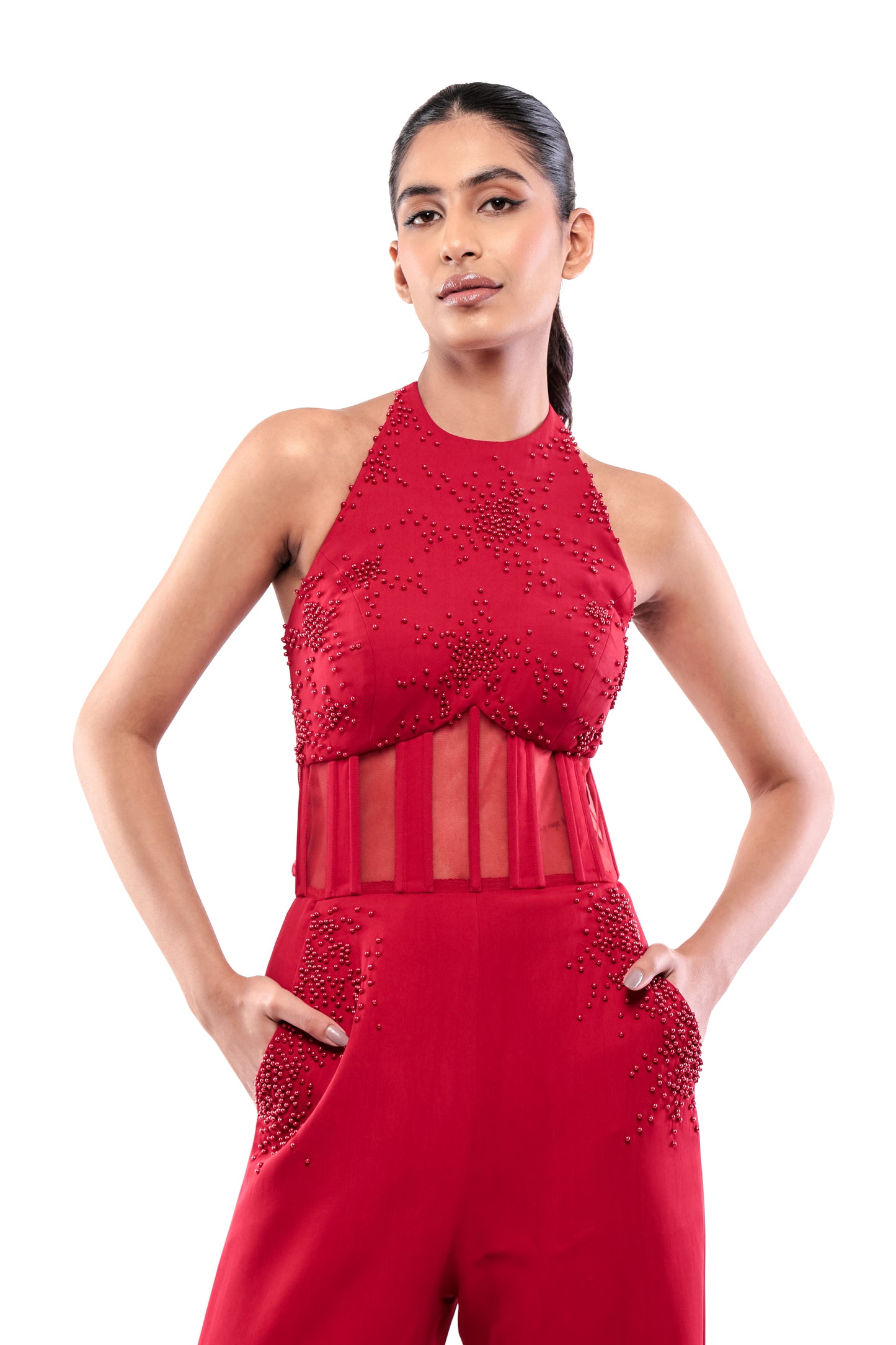 RED SACRED VOW JUMPSUIT
