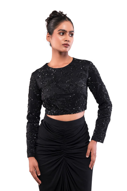BLACK ASHEN GLASS CROP TOP