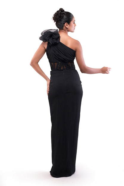 BLACK OBSIDIAN CORSAGE SET