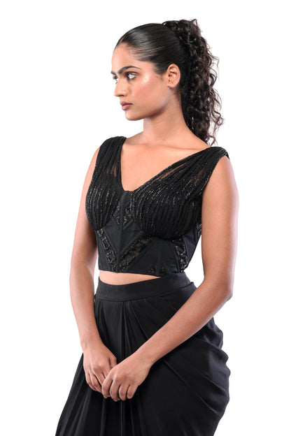 BLACK MIDNIGHT MIRAGE SKIRT SET