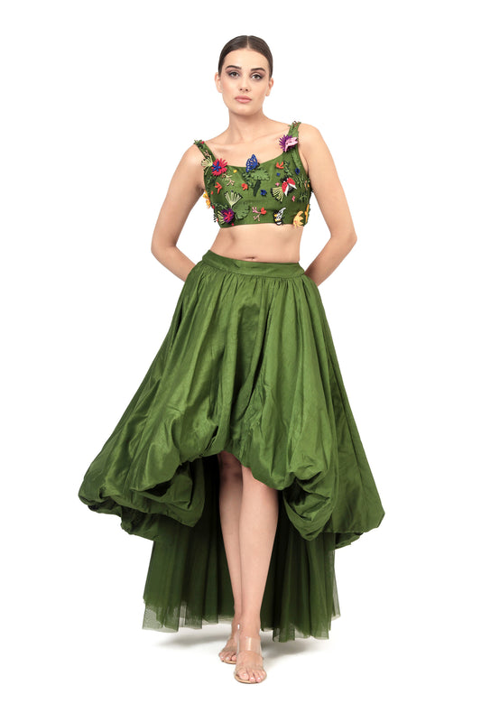 GREEN SOLITUDE SKIRT SET