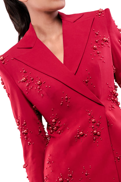 RED ETERNAL LONGING BLAZER SET