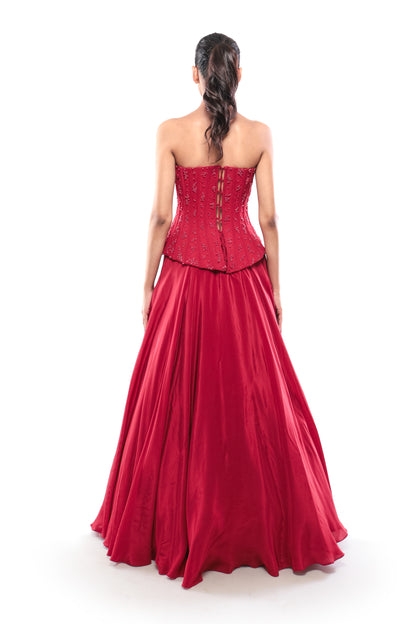 RED DEVOTION LEHENGA SET