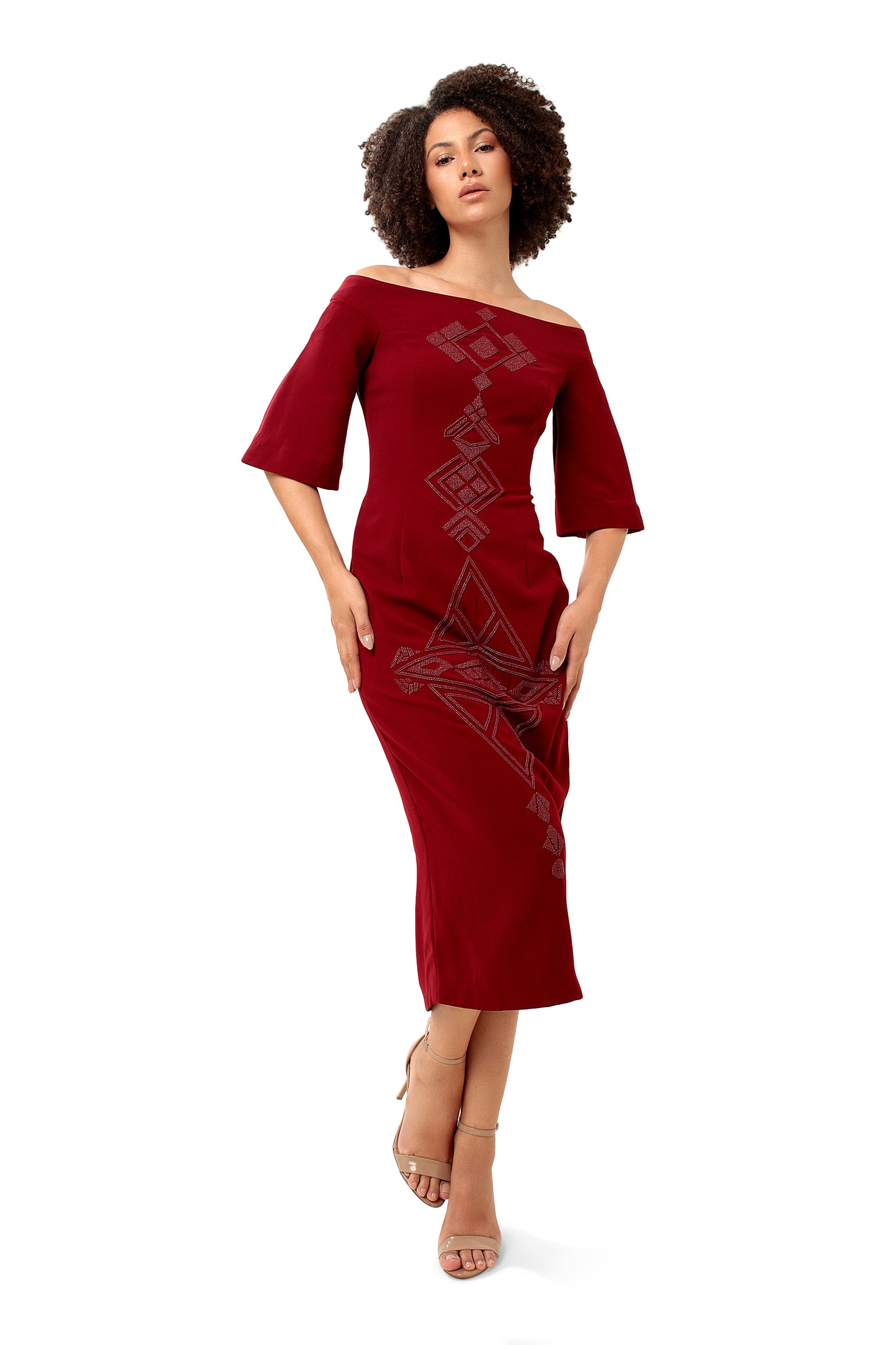 RED SHARP CUSP DRESS