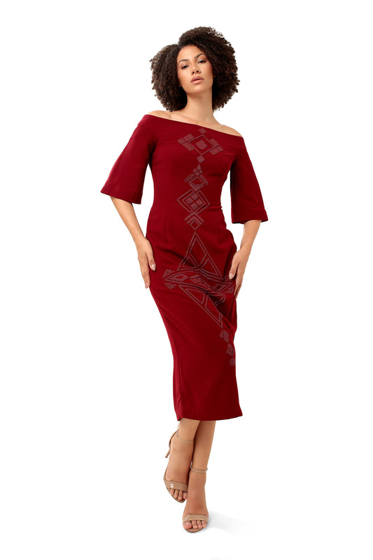 RED SHARP CUSP DRESS