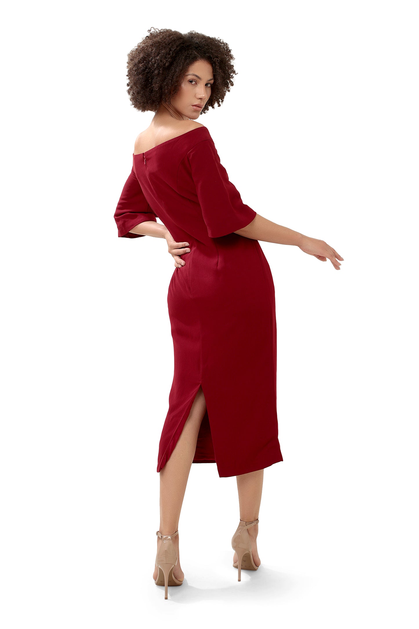 RED SHARP CUSP DRESS