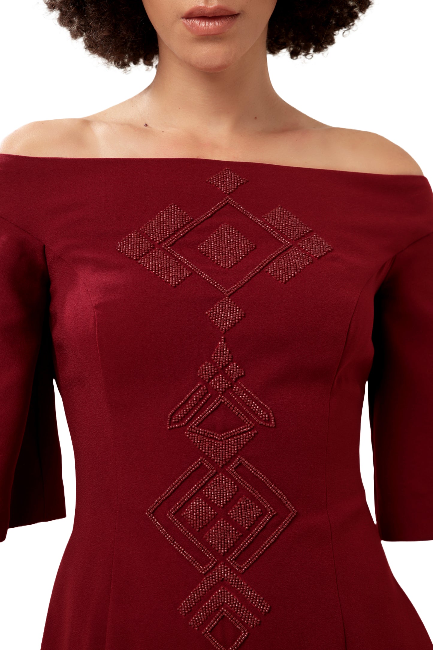 RED SHARP CUSP DRESS