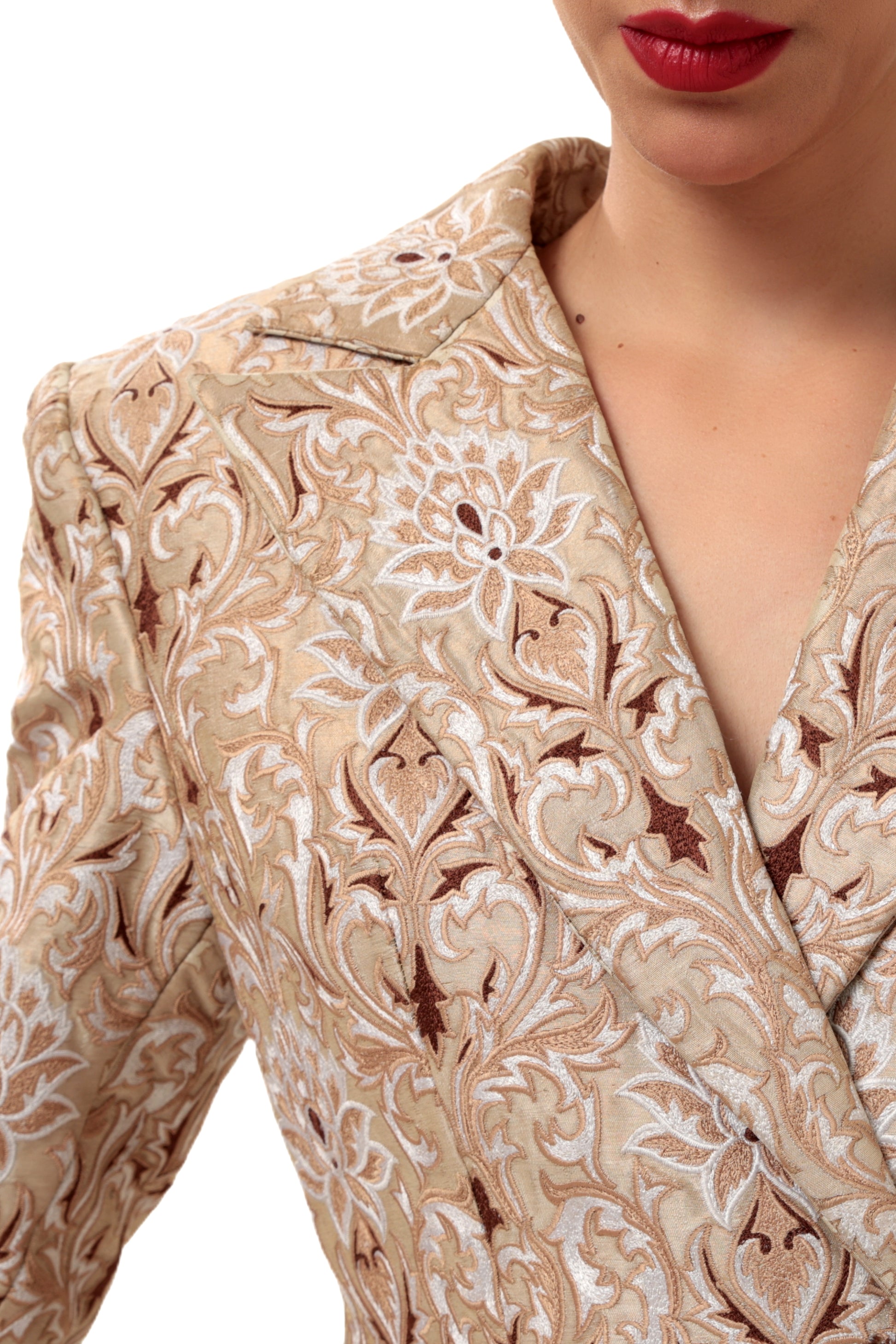 Modo Caldo Sustainable Silk Brown White Blazer