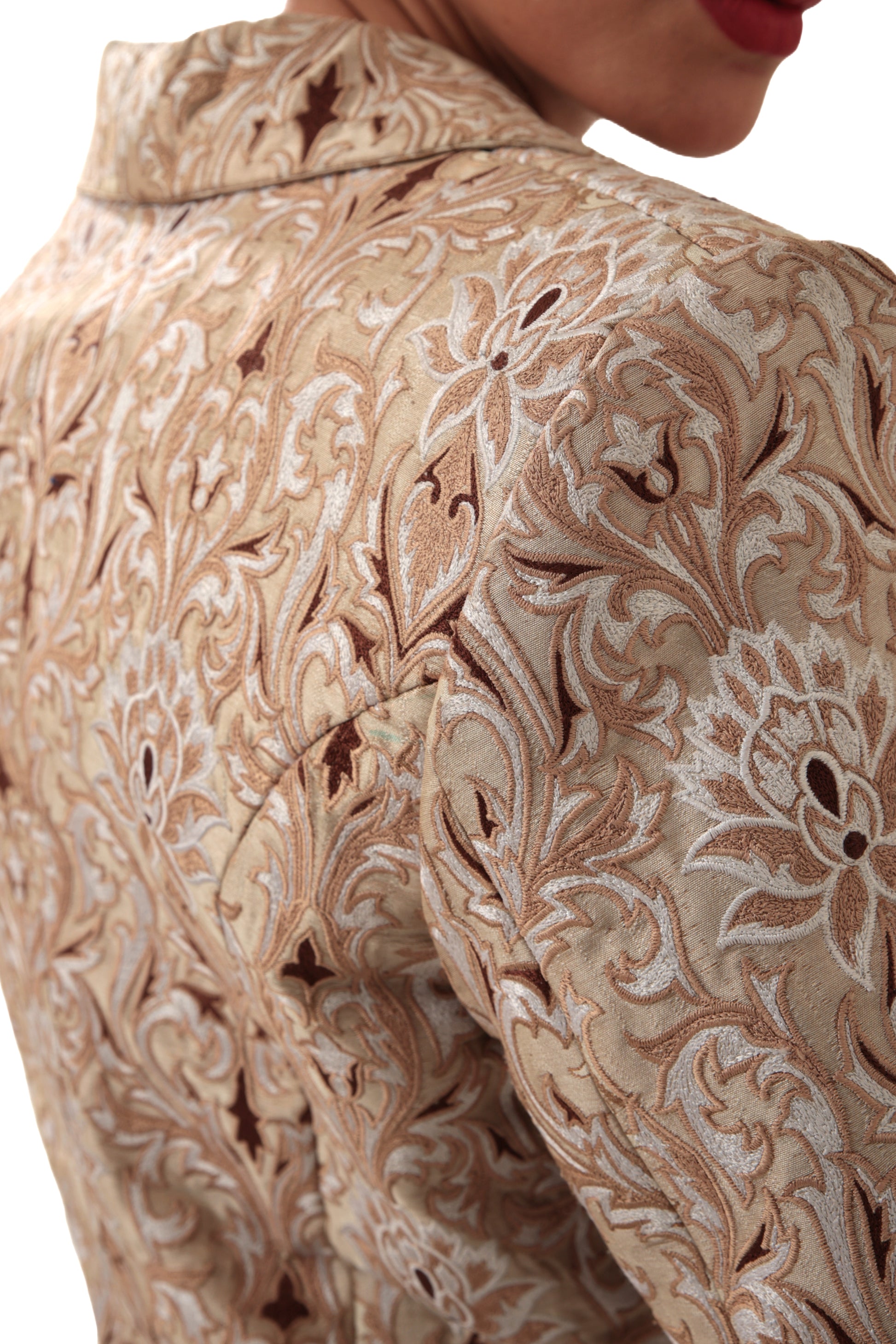 Modo Caldo Sustainable Silk Brown White Blazer