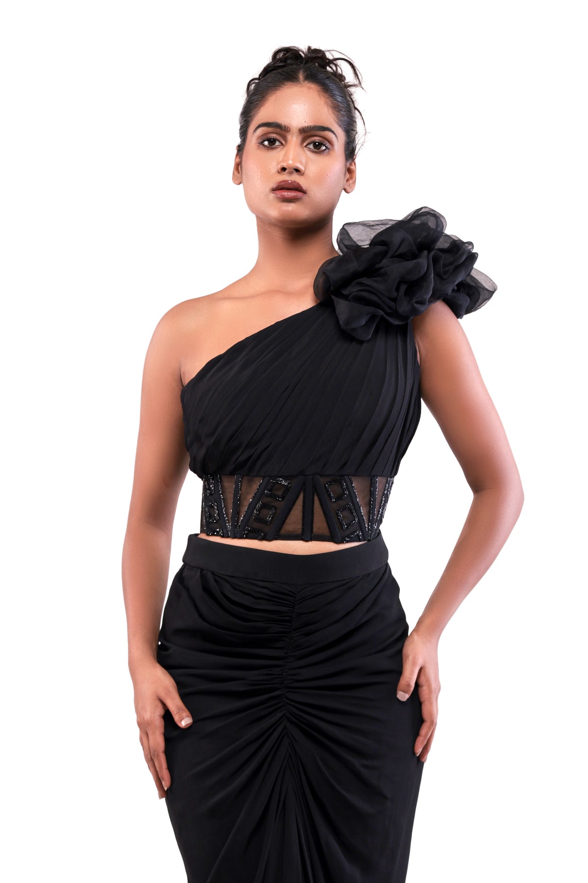 BLACK OBSIDIAN CORSAGE SET