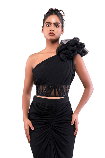 BLACK OBSIDIAN CORSAGE SET