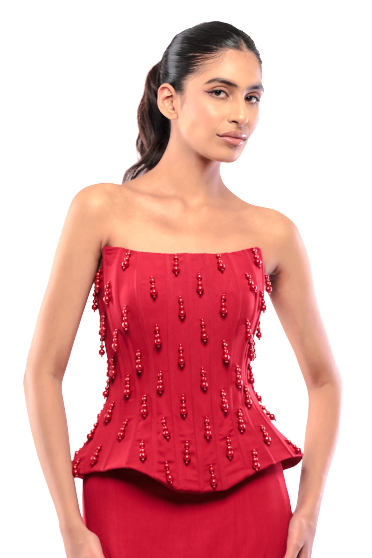 RED UNDYING DESIRE CORSET TOP