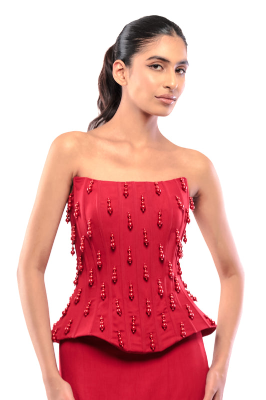 RED UNDYING DESIRE CORSET TOP