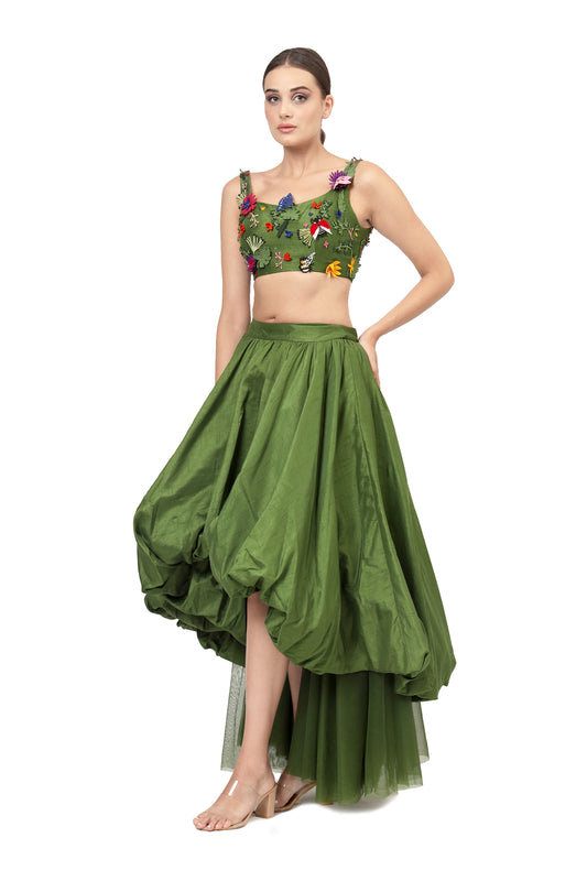 GREEN SOLITUDE SKIRT SET