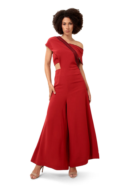 RED VERTEX JUMPSUIT