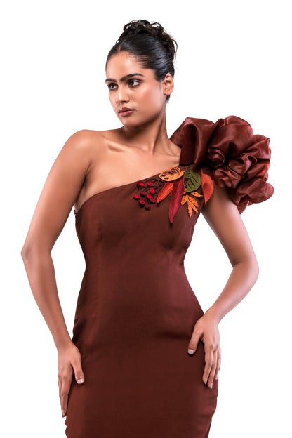 BROWN MAHAGONY DRESS