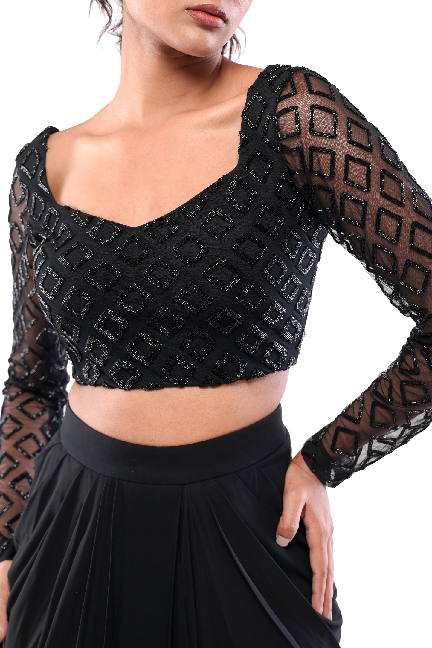BLACK OBSIDIAN TRELLIS SKIRT SET