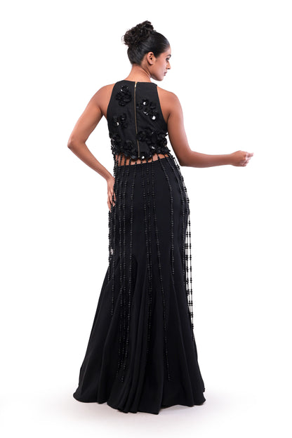 BLACK SILENT DOWNPOUR SKIRT SET