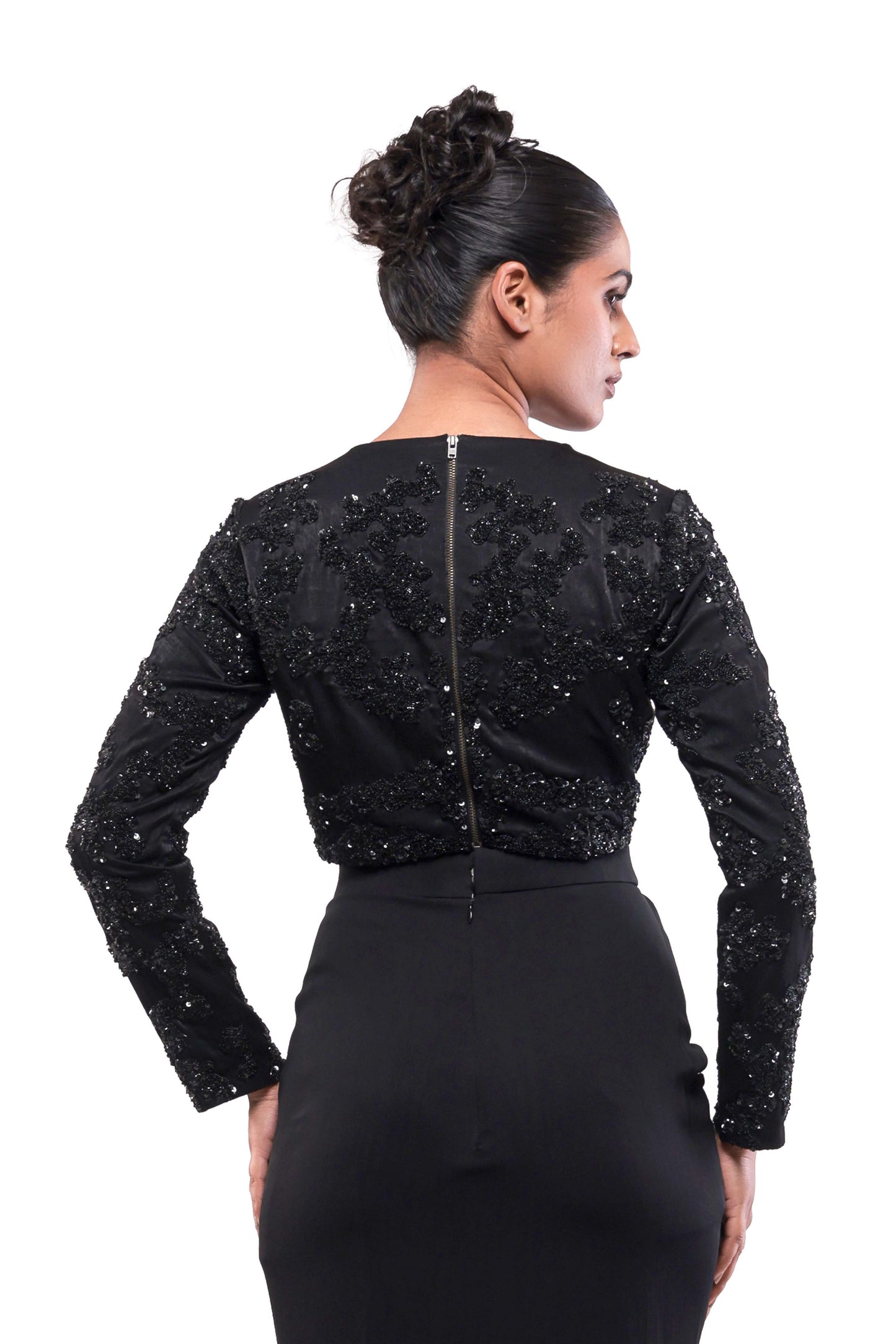 BLACK ASHEN GLASS CROP TOP