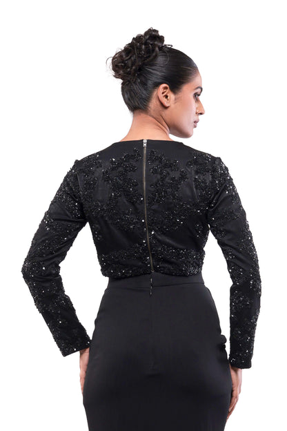 BLACK ASHEN GLASS CROP TOP