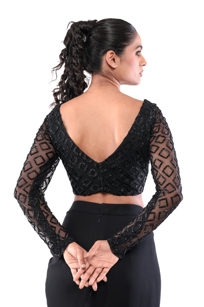 BLACK OBSIDIAN TRELLIS CROPTOP