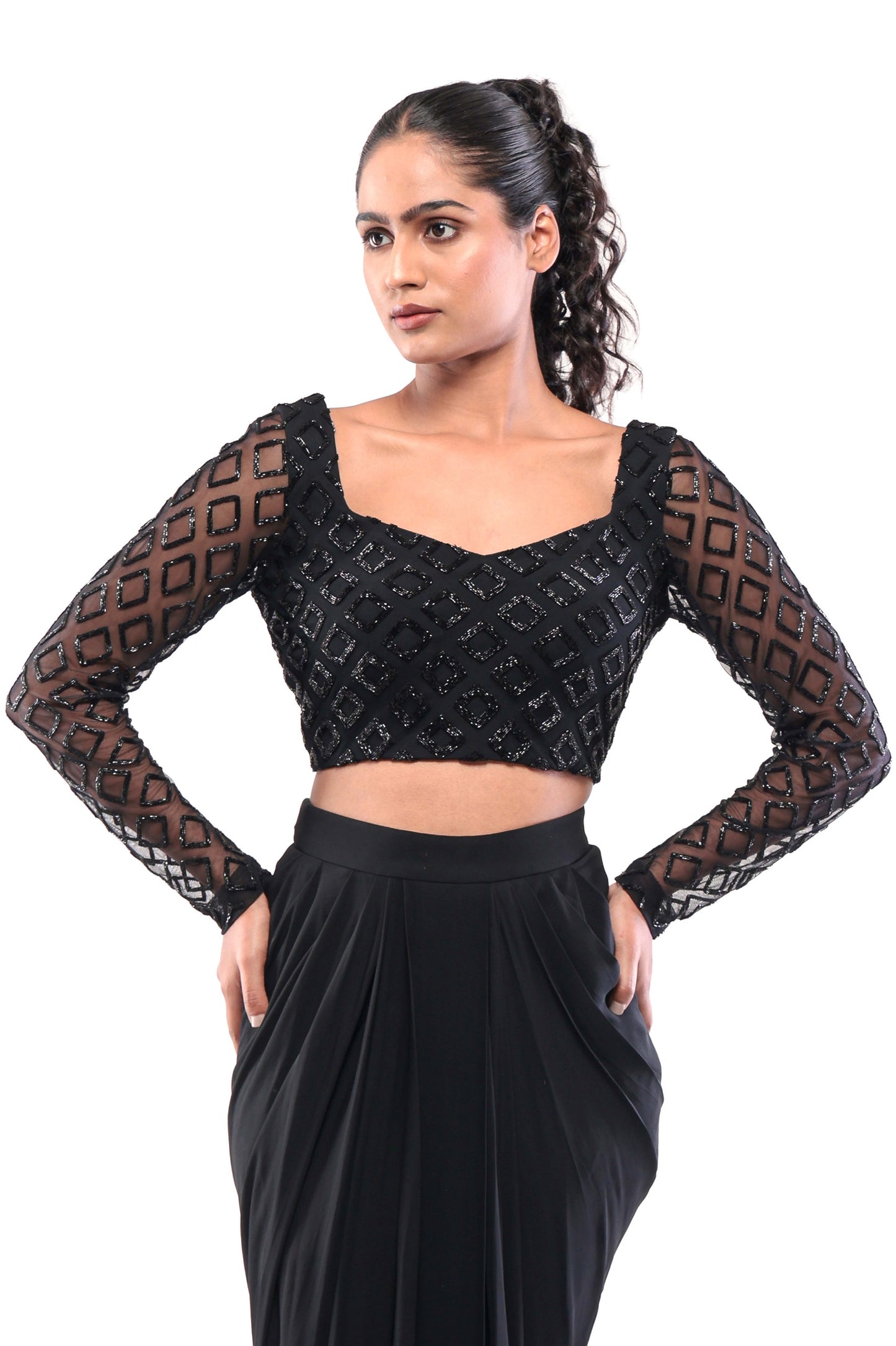 BLACK OBSIDIAN TRELLIS CROPTOP