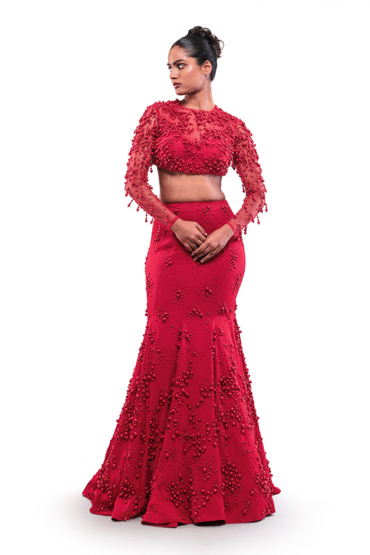 RED INFINITE LOVE LEHENGA SET