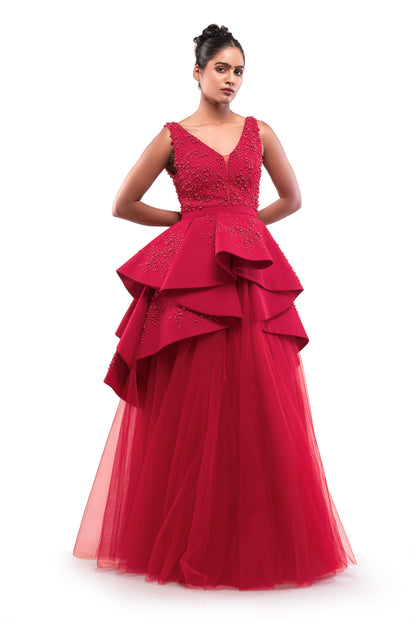 RED UNIFIED HEART SKIRT SET