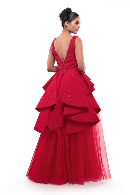 RED UNIFIED HEART SKIRT SET