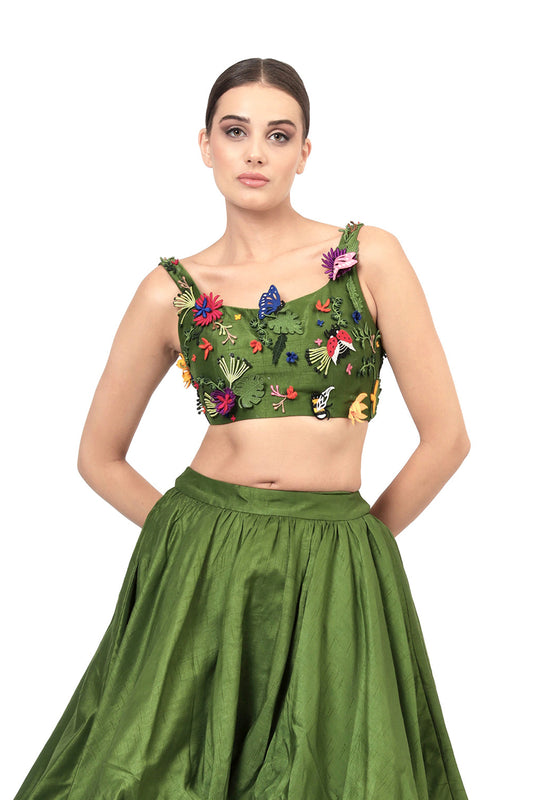 GREEN SOLITUDE BLOUSE TOP
